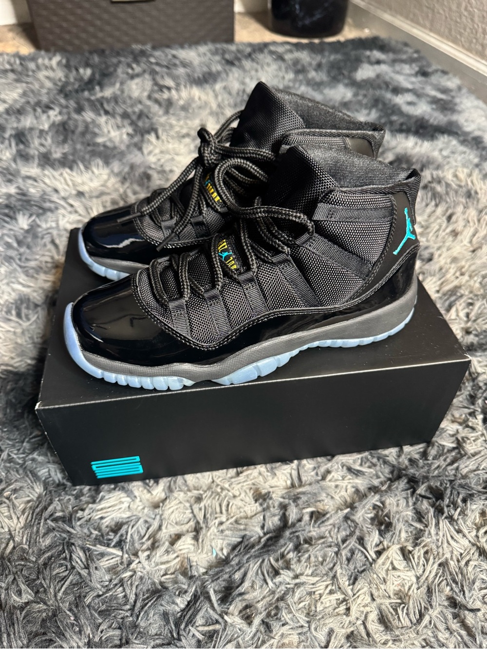 Jordan Kids' Black Sneakers with Ice Blue Accents